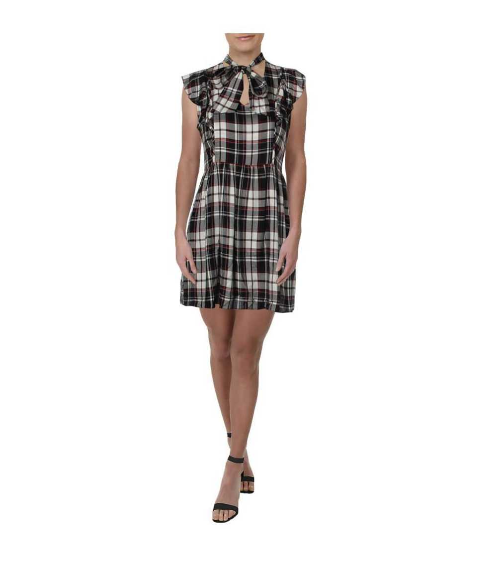 Other 👗M Womens academia Dress AQUA Plaid Mini R… - image 1