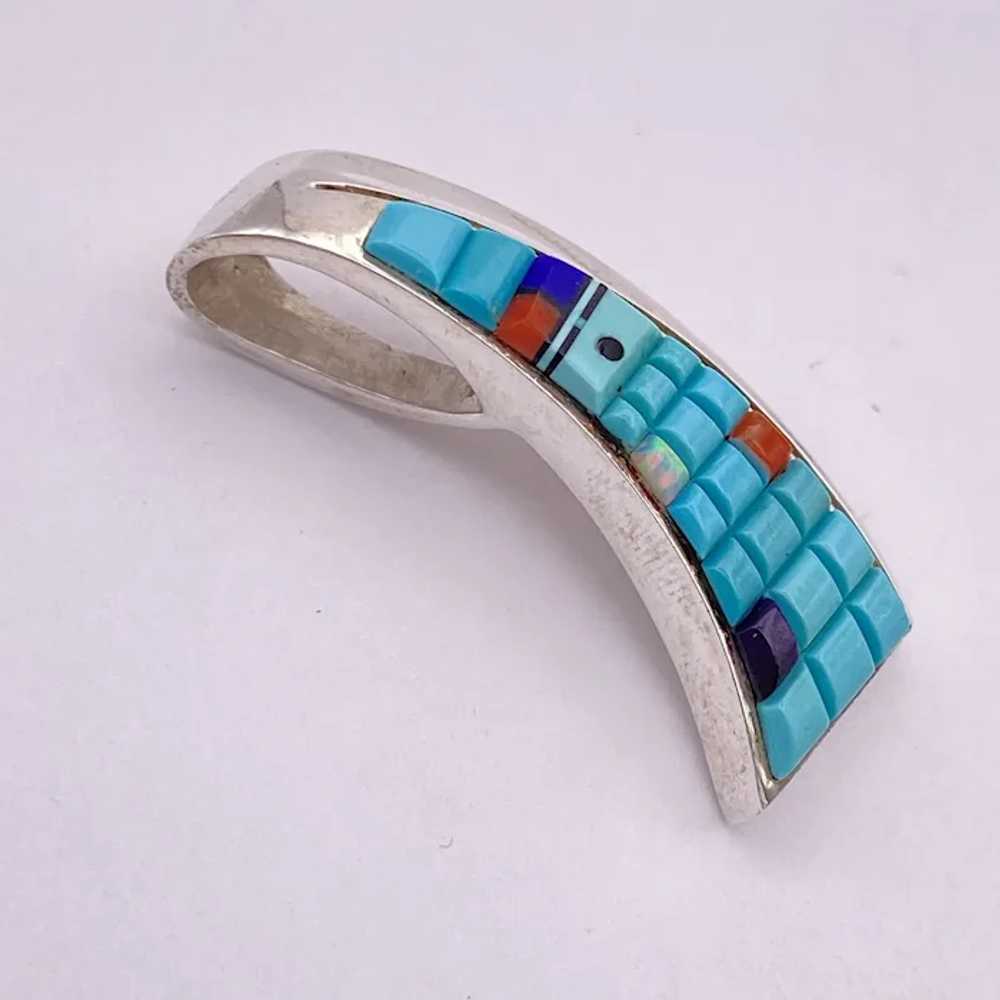 Native American Crafted Maize Colorful Inlay Pend… - image 2