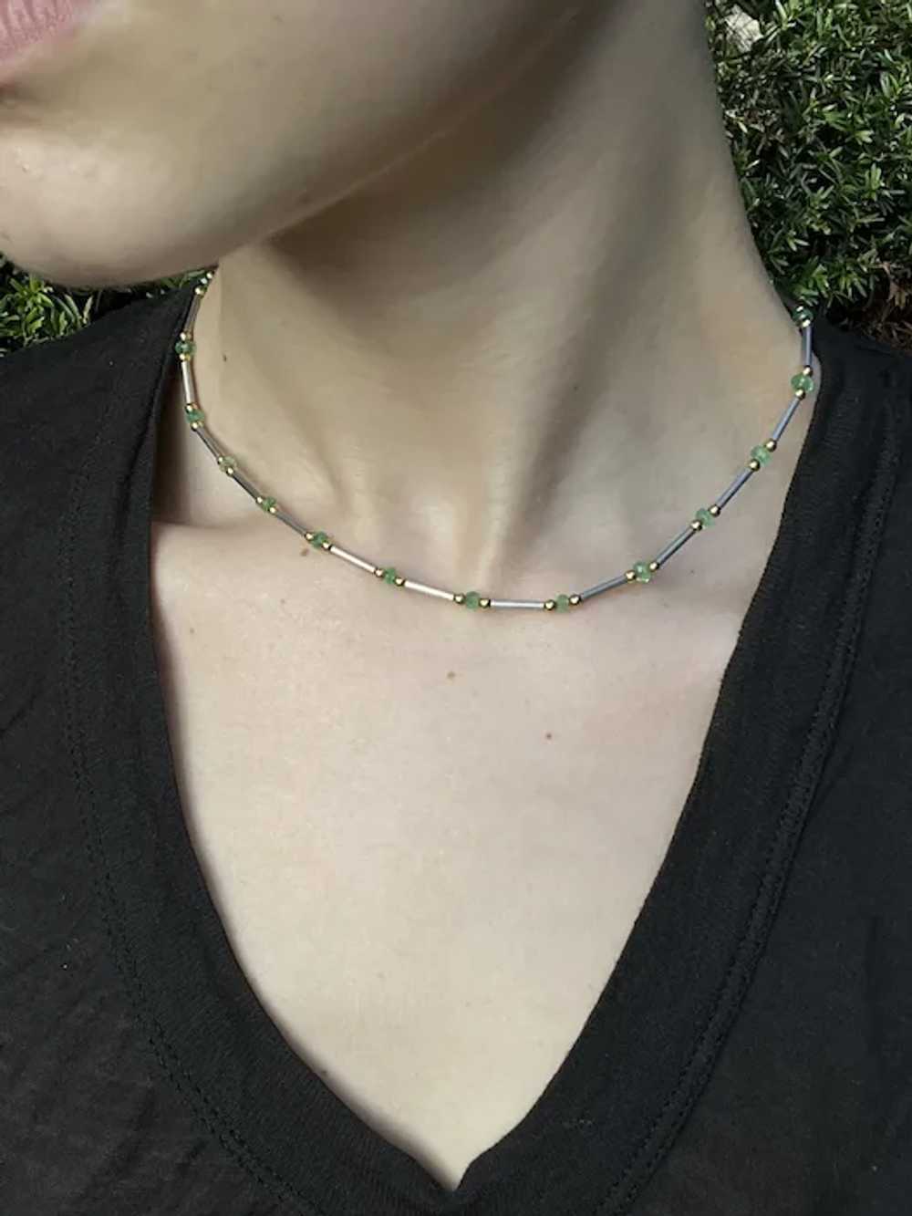 Vintage Italian 18K & Emerald Chain Necklace - image 2