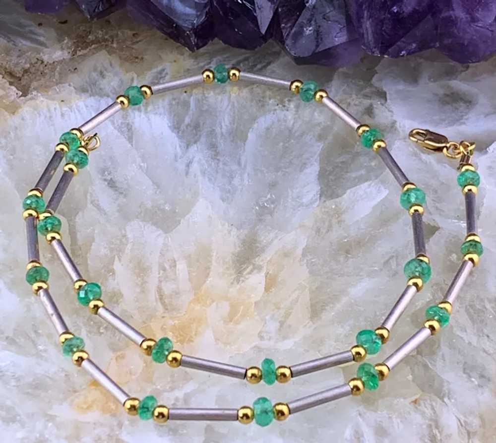 Vintage Italian 18K & Emerald Chain Necklace - image 5