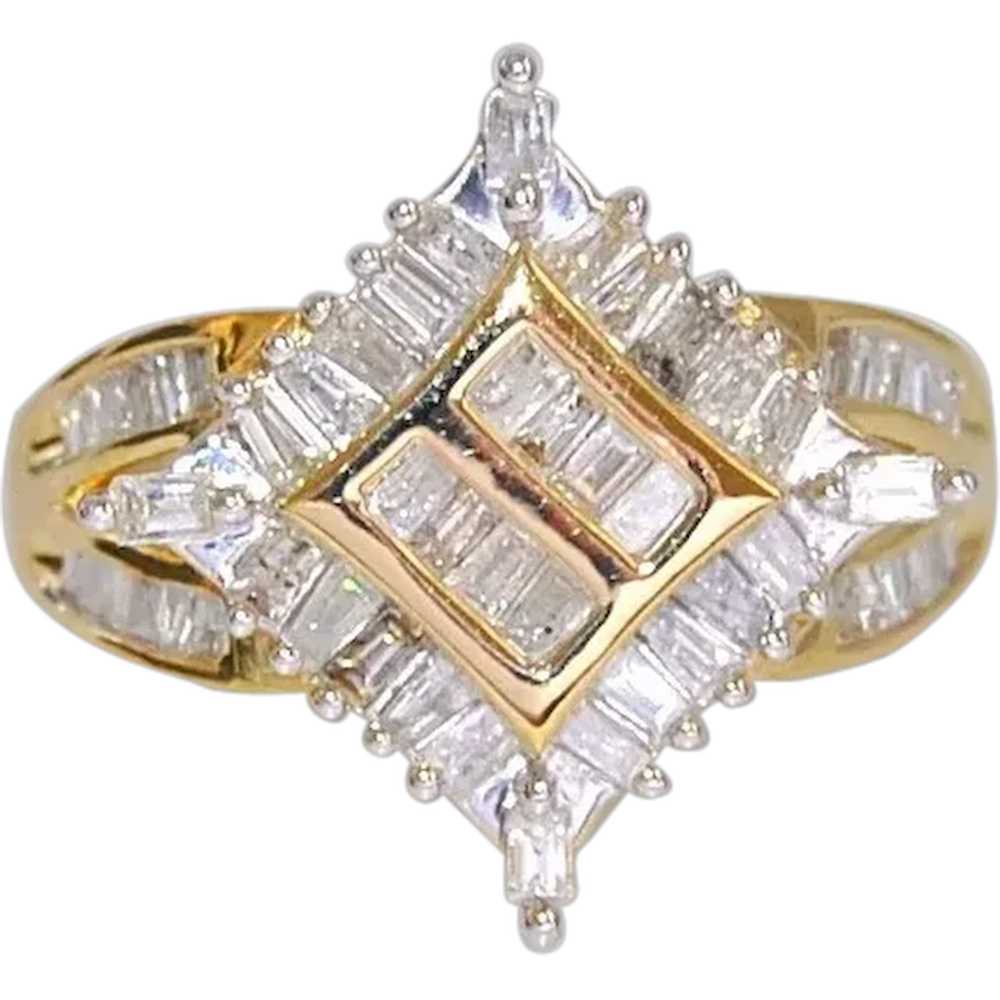 Diamond 1ct Baguette Gold Ring - image 1