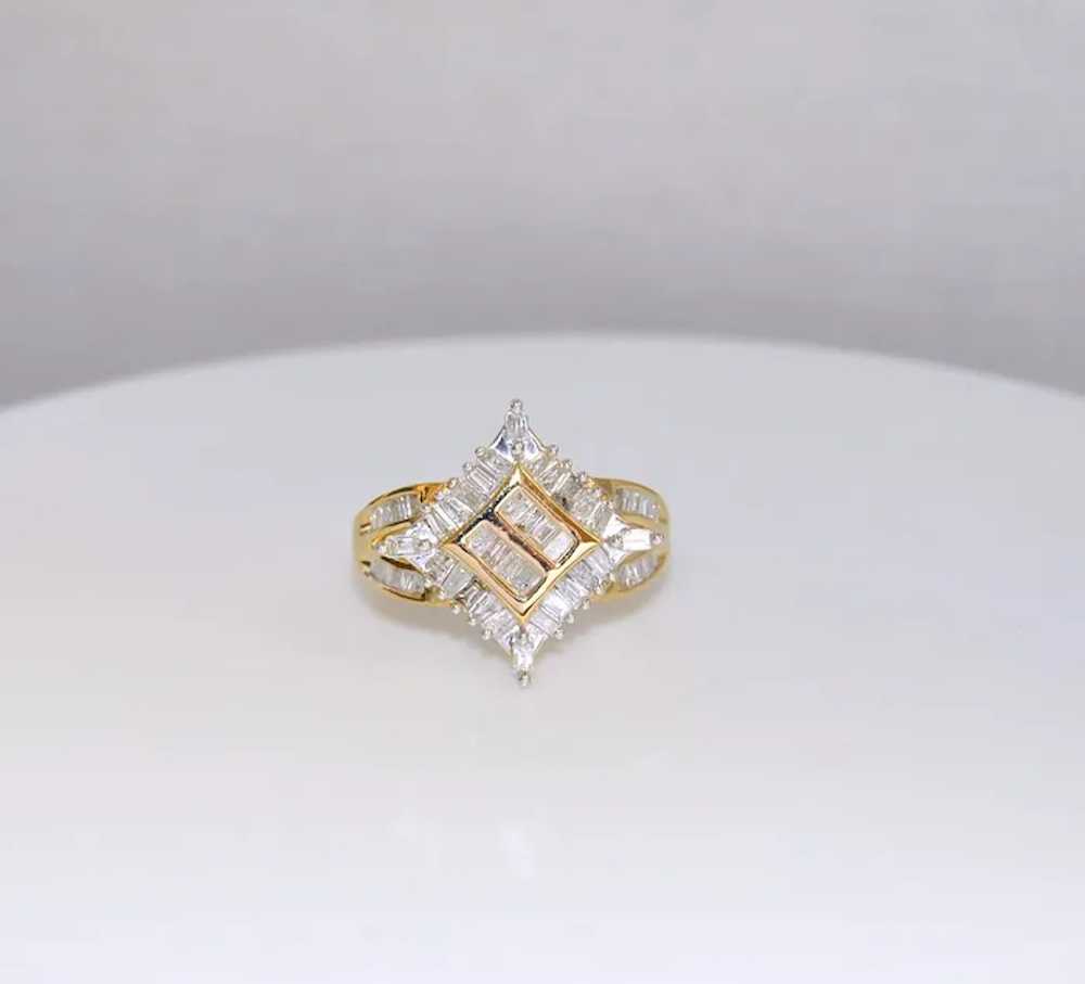 Diamond 1ct Baguette Gold Ring - image 2