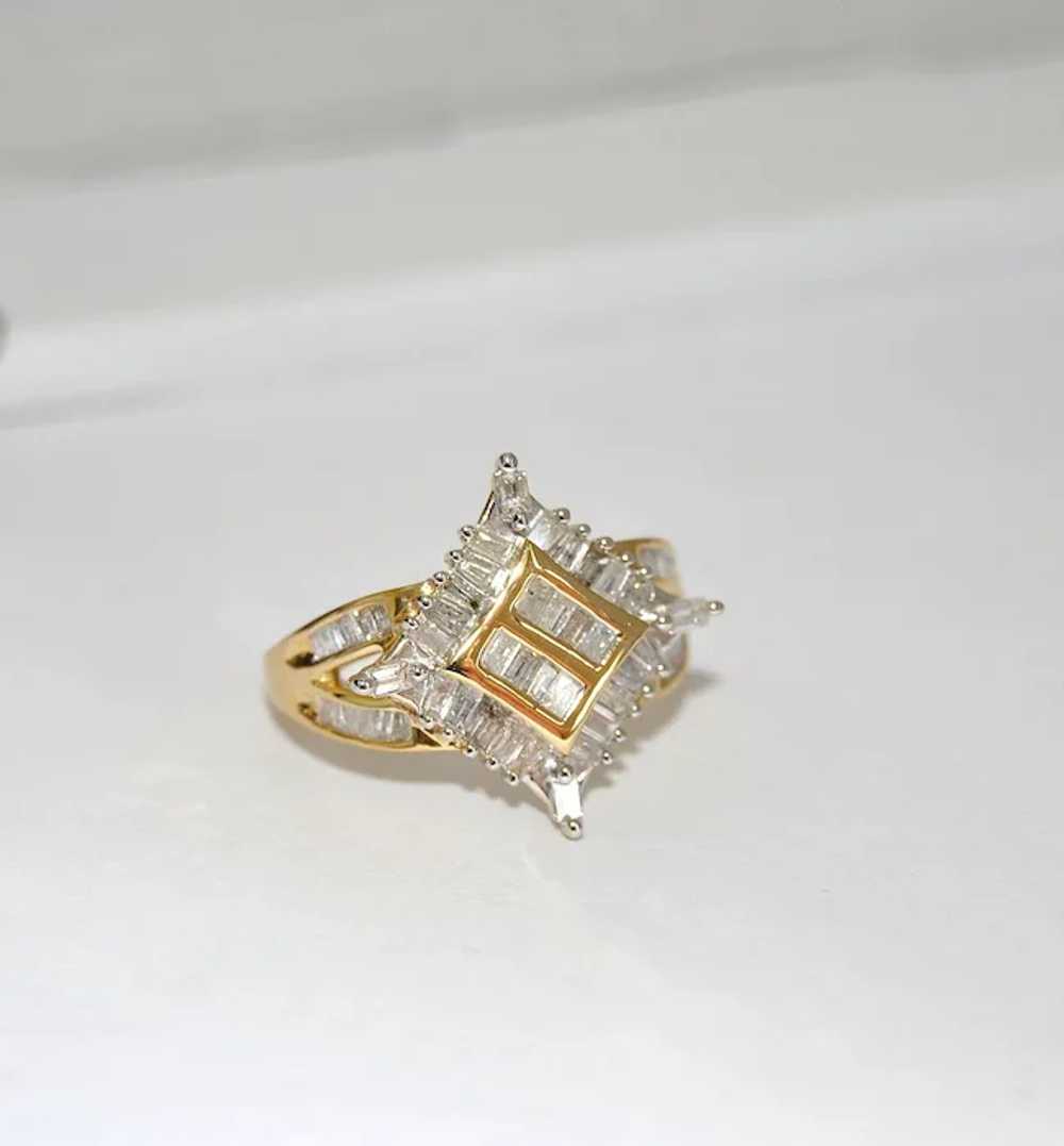 Diamond 1ct Baguette Gold Ring - image 3