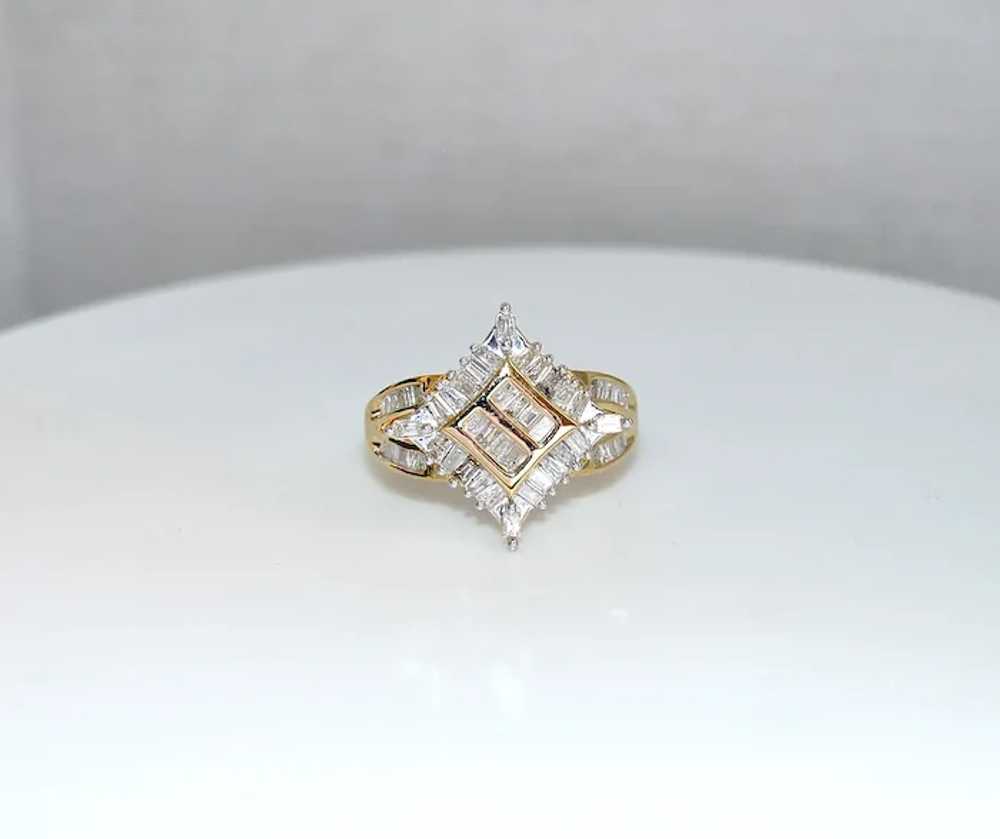 Diamond 1ct Baguette Gold Ring - image 5