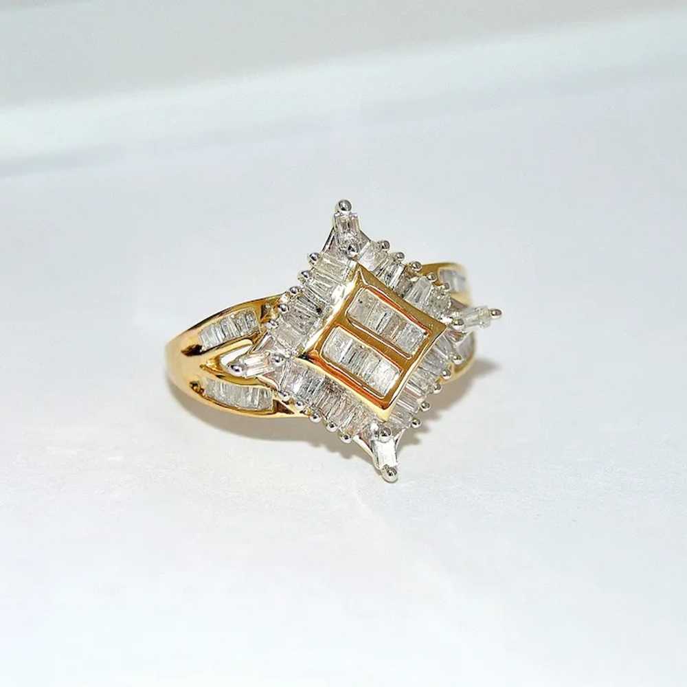 Diamond 1ct Baguette Gold Ring - image 8