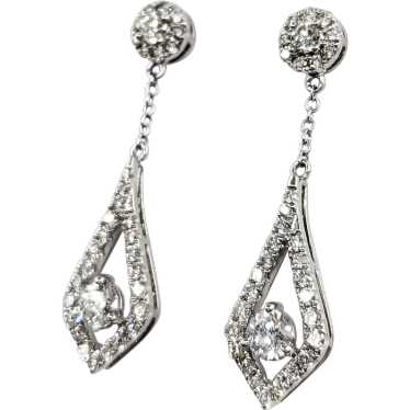 1.35ctw Diamond Dangle Earrings in White Gold