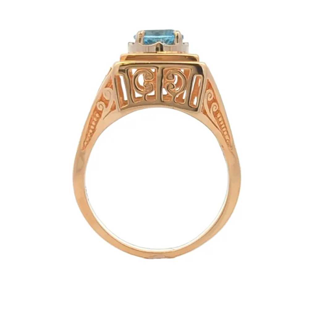 Estate Aquamarine Scroll Ring in 14kt Gold - image 3