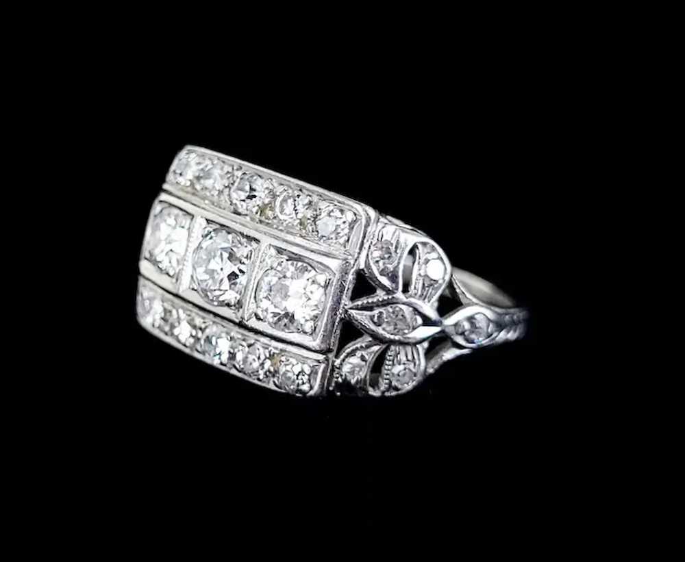 Antique Deco Platinum .82cttw Mine Cut Diamond We… - image 2