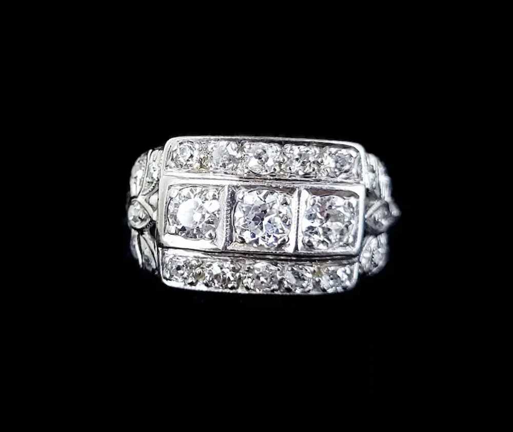 Antique Deco Platinum .82cttw Mine Cut Diamond We… - image 6