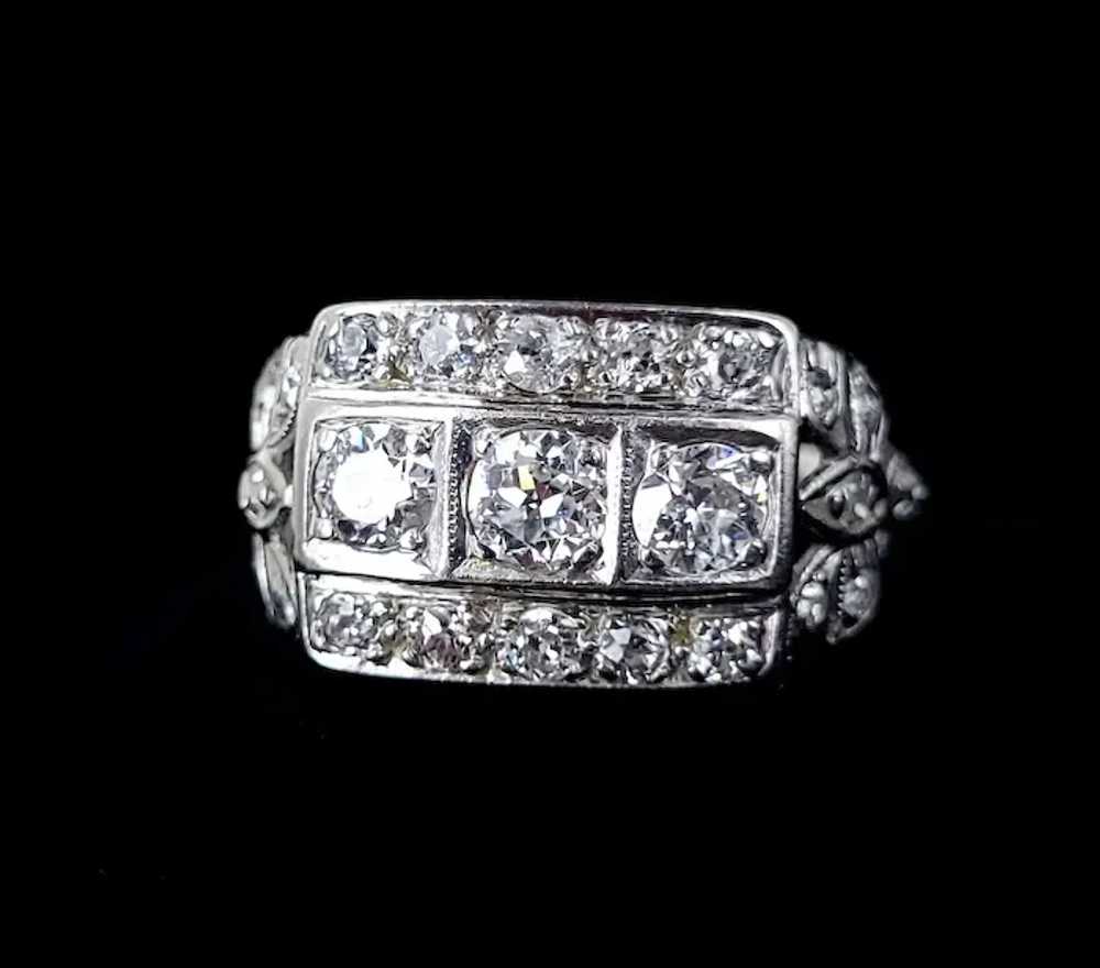 Antique Deco Platinum .82cttw Mine Cut Diamond We… - image 7