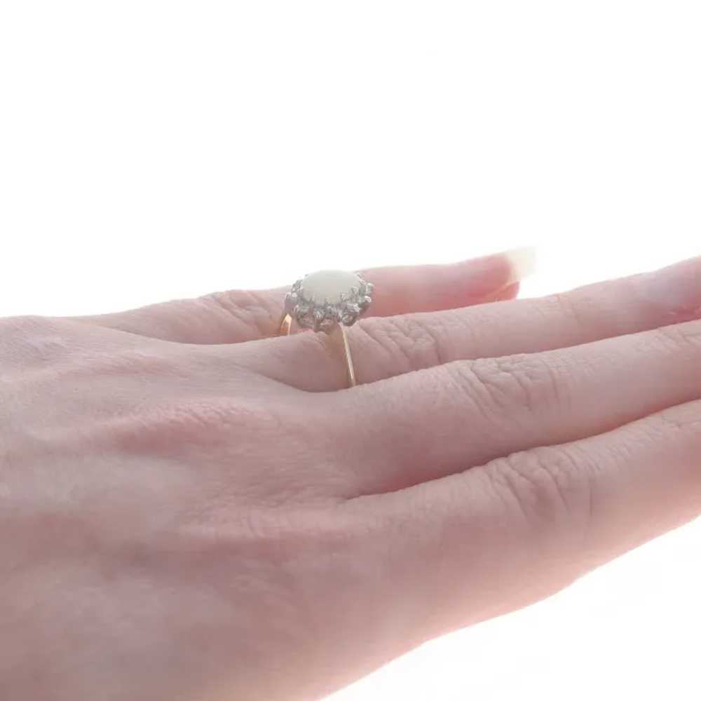 Yellow Gold Opal & Diamond Halo Ring - 14k Pear C… - image 4