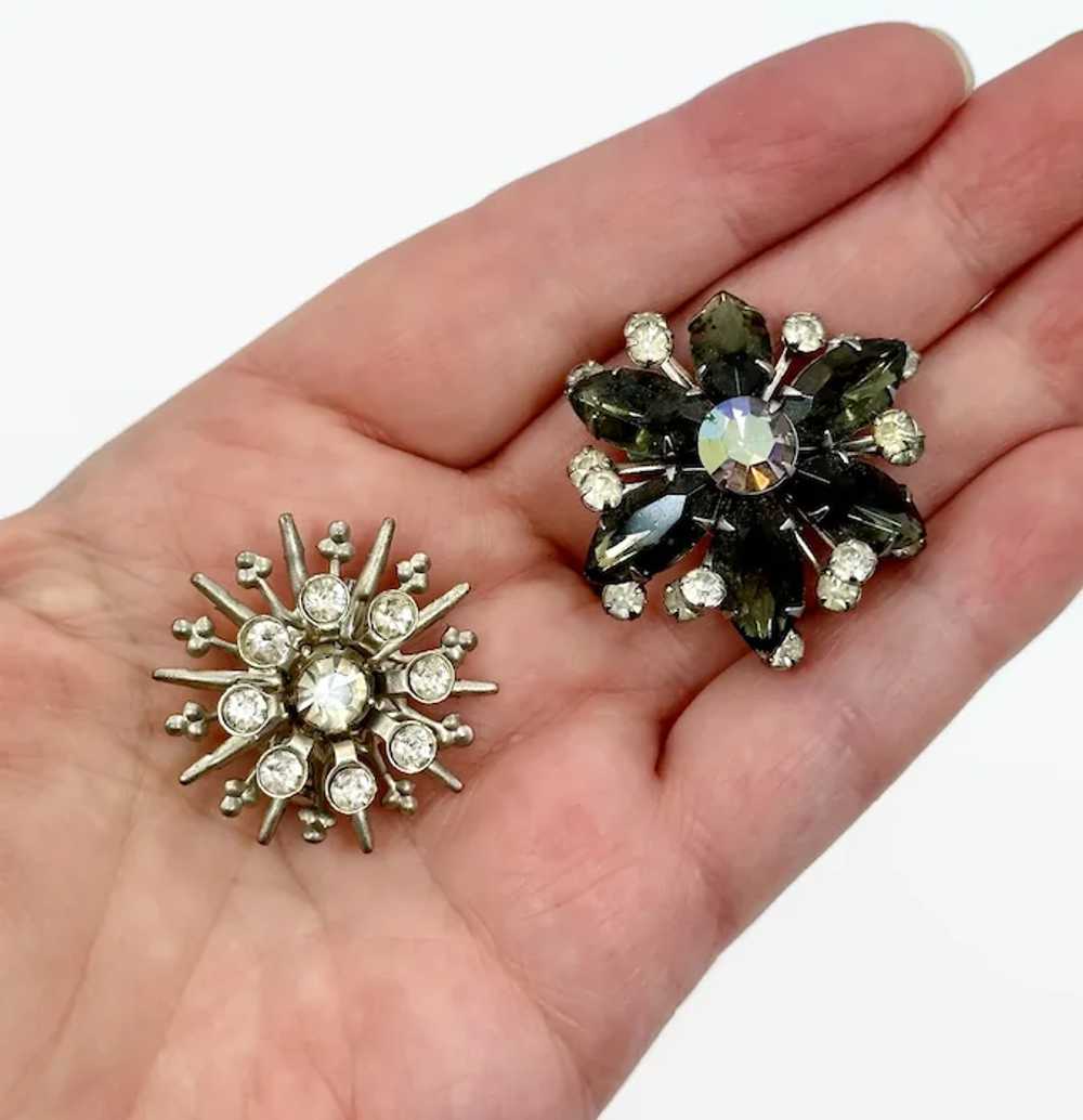 Rhinestone Brooch Lot, Clear. Black, Silver Metal… - image 3