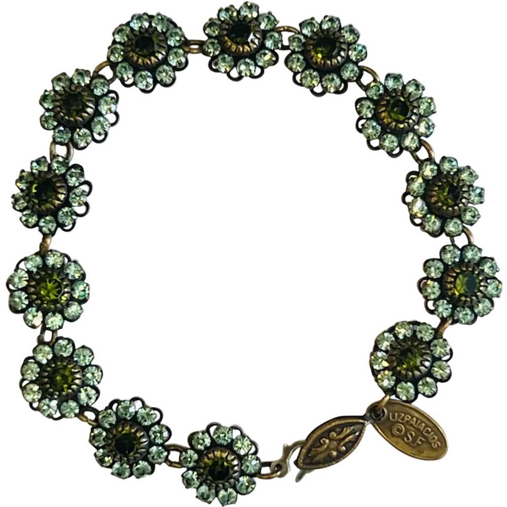 Liz Palacios Bracelet Antique Gold-tone, Green Rh… - image 1