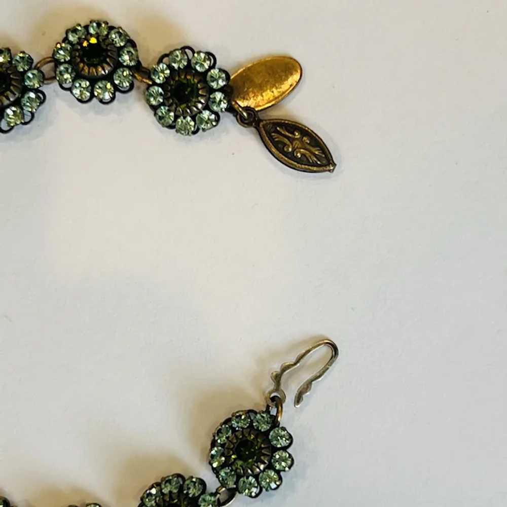 Liz Palacios Bracelet Antique Gold-tone, Green Rh… - image 4