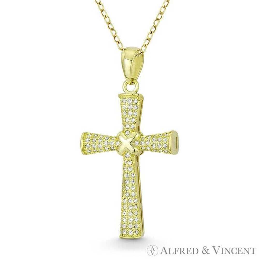 Other Patte X-Rope Cross CZ Pendant in .925 Sterl… - image 1