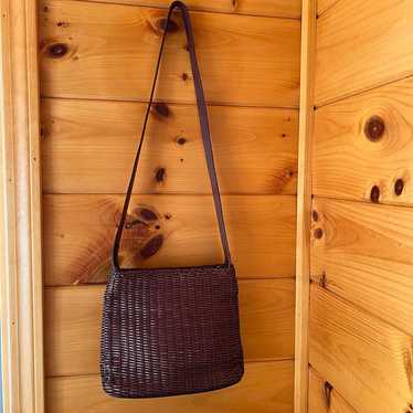 Vintage Fossil Leather Woven Basket Crossbody Bag