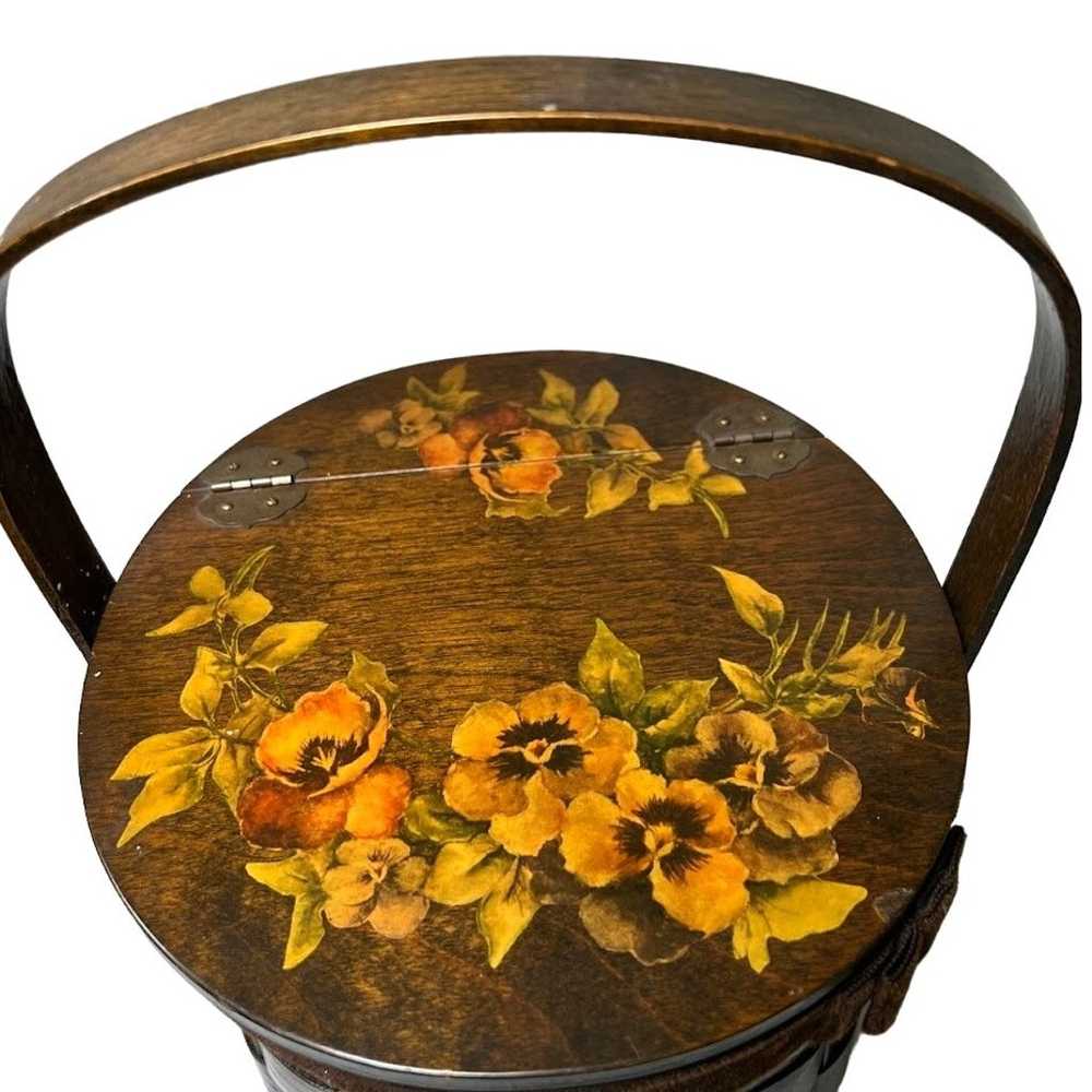 Vintage Floral 1960's Woven Basket Purse - image 3