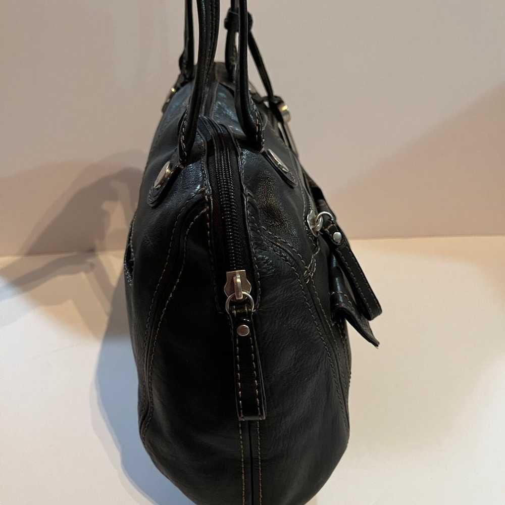 Fossil Black Leather Large Tote Shoulder Bag Hobo… - image 5