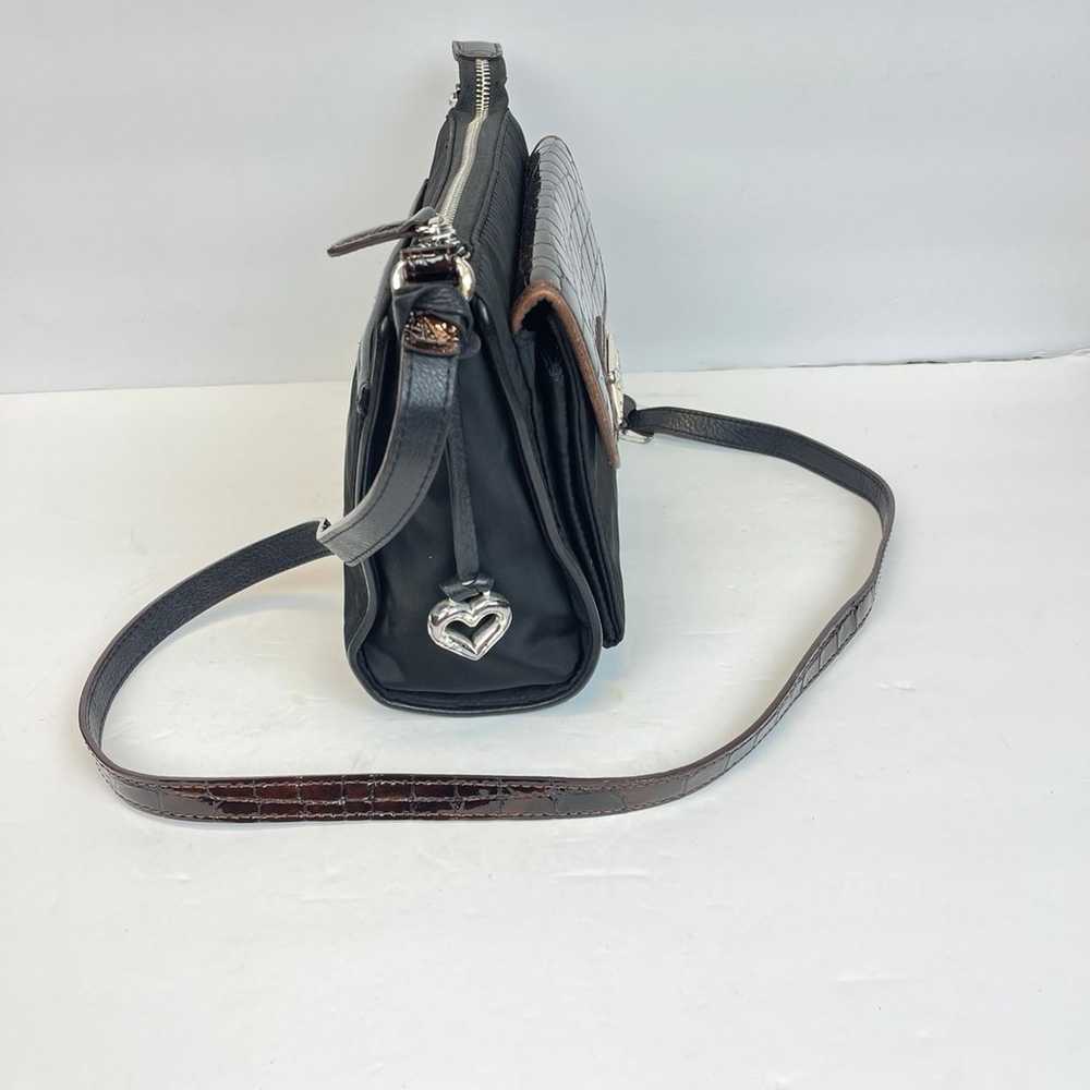 Vintage Brighton 90s Black Nylon Croc Leather Fla… - image 11