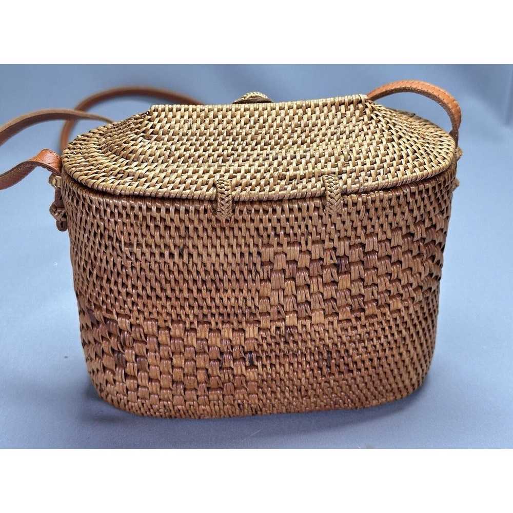 VTG Rattan Woven Bucket Bag Crossbody Purse Small… - image 6