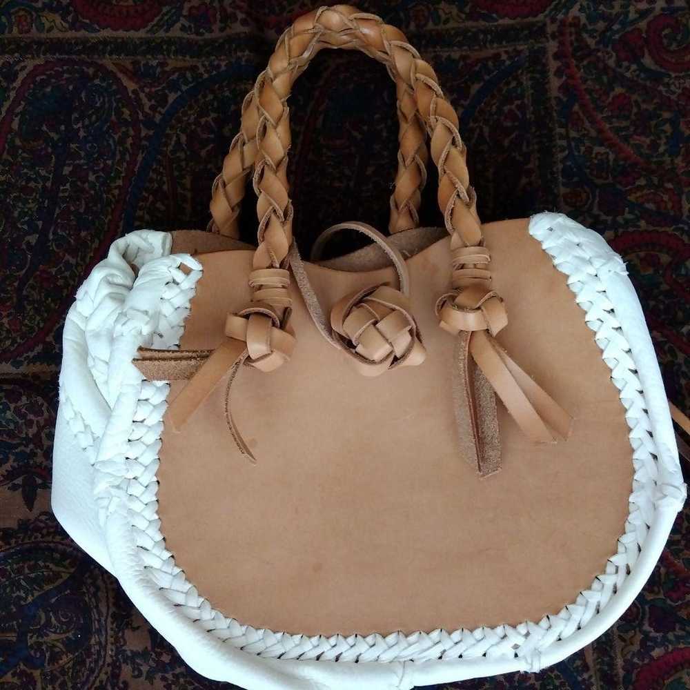 Vintage leather handbag with decorations from the… - image 1