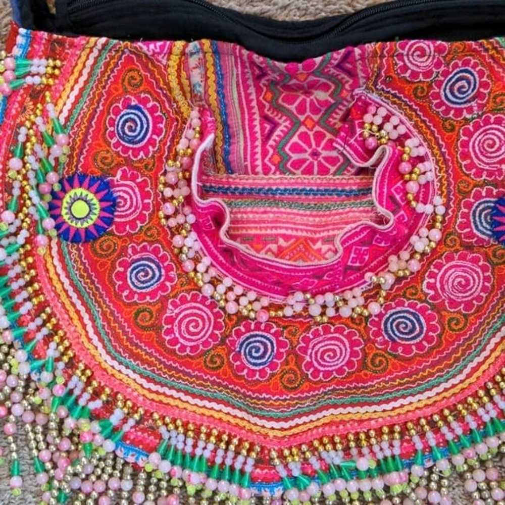 Handmade Thai Crossbody Bag Colorful Boho Chic Be… - image 2