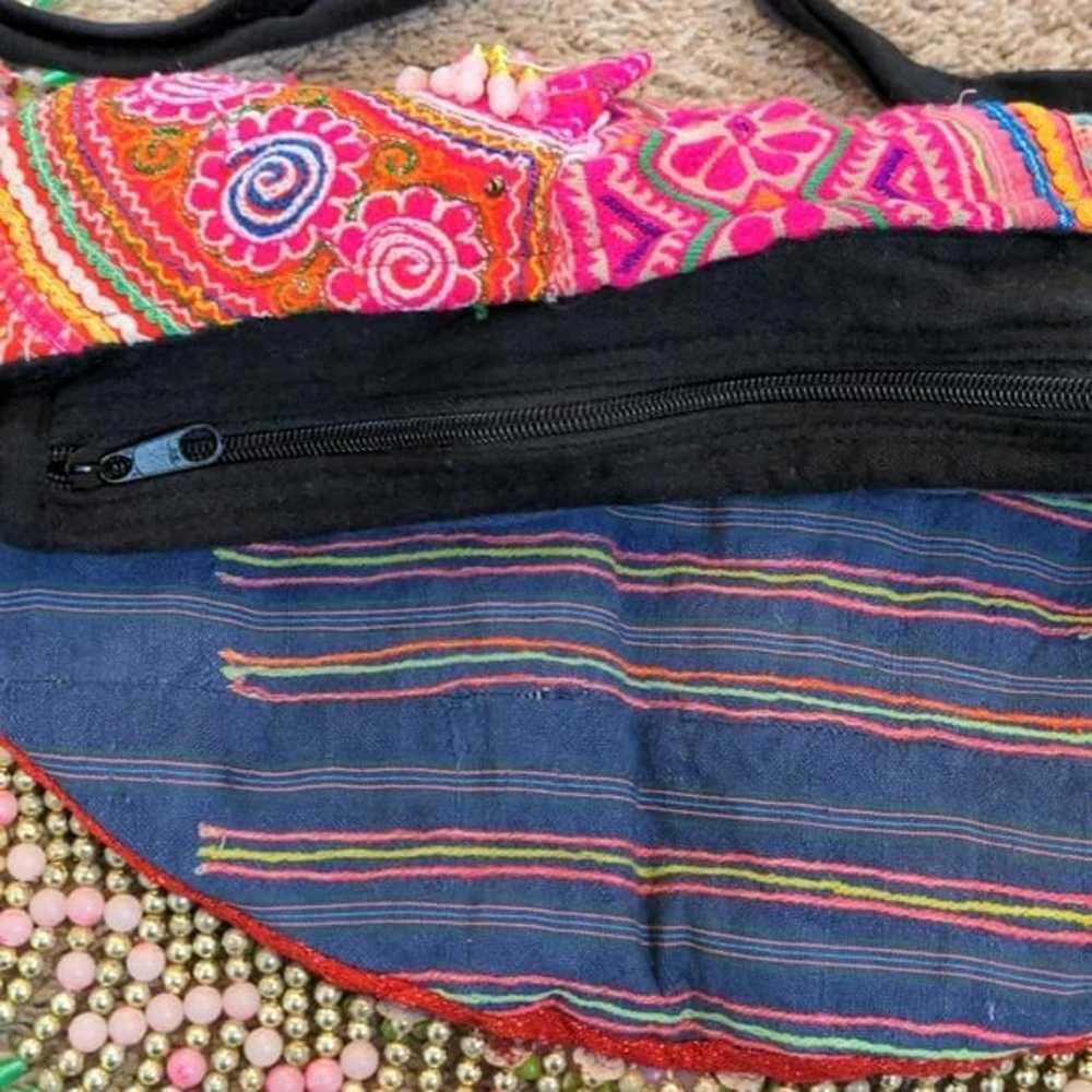 Handmade Thai Crossbody Bag Colorful Boho Chic Be… - image 8