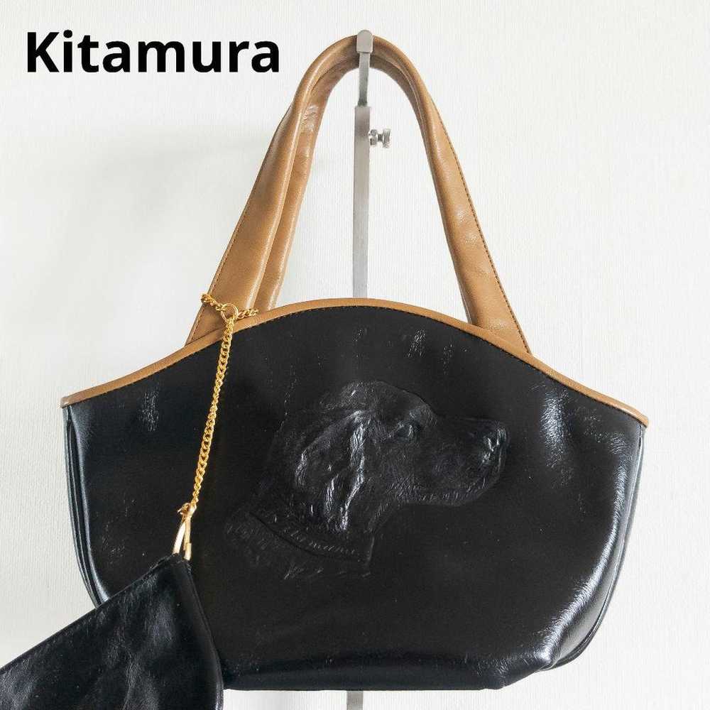 Kitamura handbag, leather, black, featuring a lar… - image 1