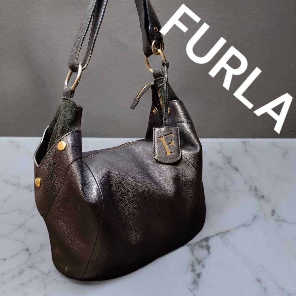 FURLA leather bag black shoulder bag black tote b… - image 1