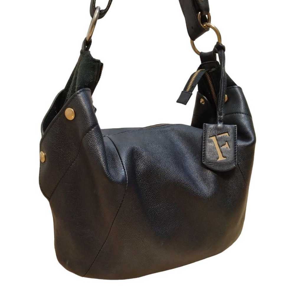 FURLA leather bag black shoulder bag black tote b… - image 3