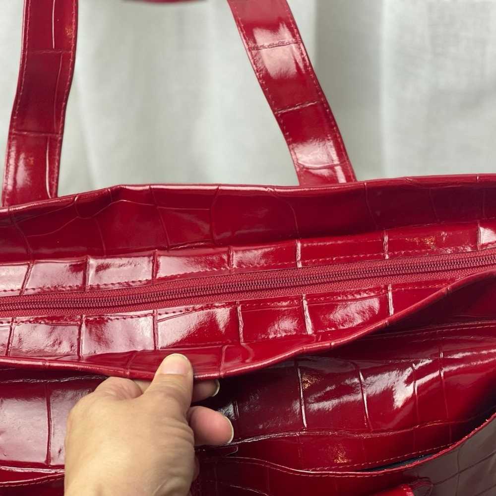 Etra vintage large tote red genuine learher women… - image 11