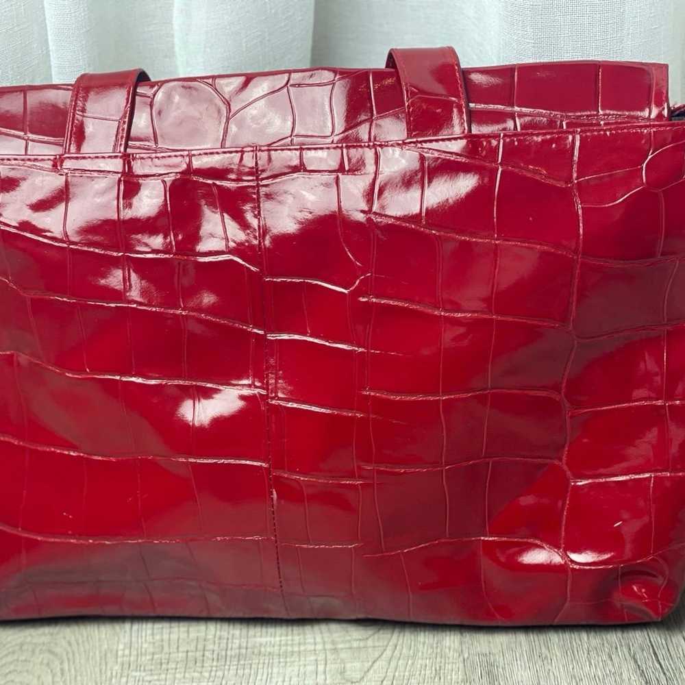 Etra vintage large tote red genuine learher women… - image 12