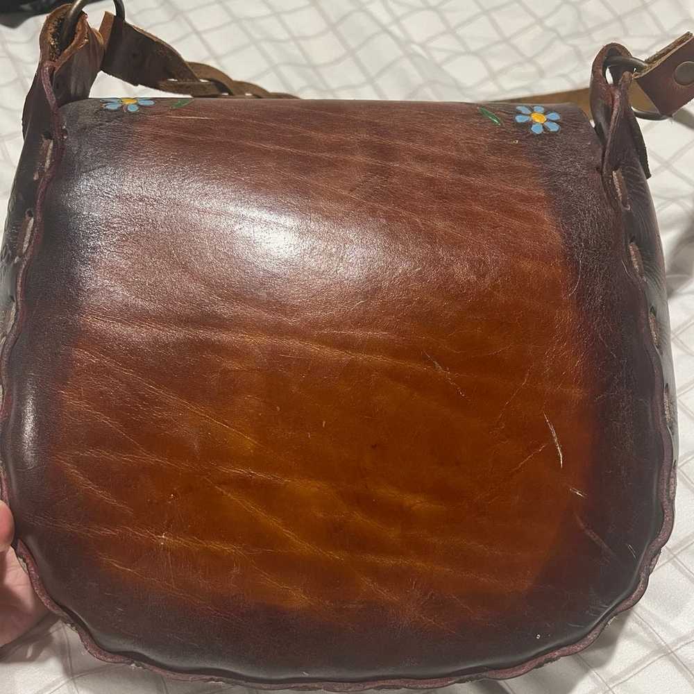 Vintage 70s Boho Leather Purse made in Mexico - image 4