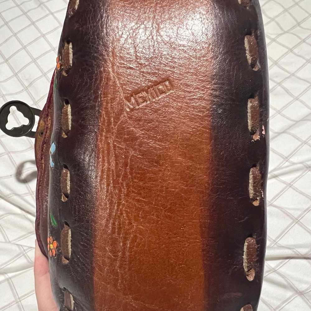 Vintage 70s Boho Leather Purse made in Mexico - image 5