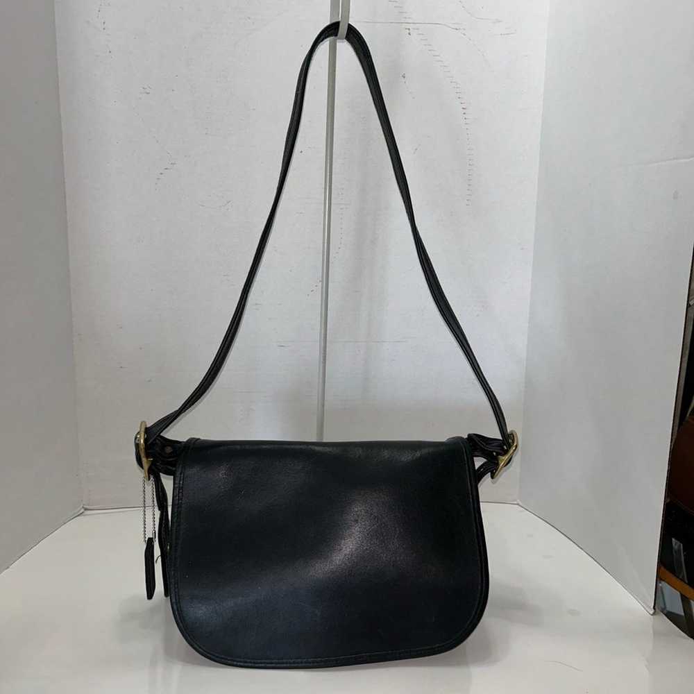 Vintage coach bag #9951 Black Leather Shoulder Ba… - image 1