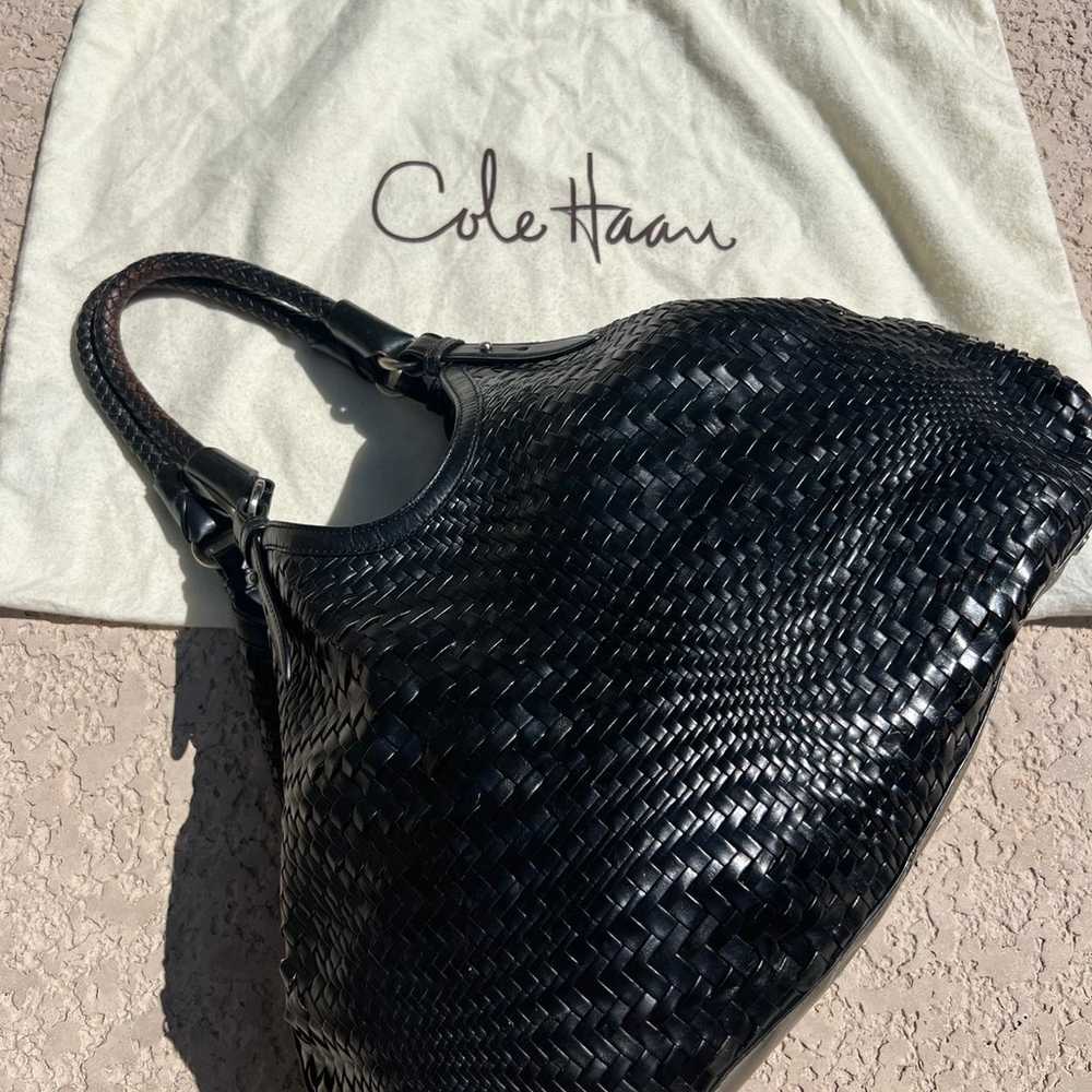 Cole Haan Genevieve Leather Woven Bag Y2K - image 12