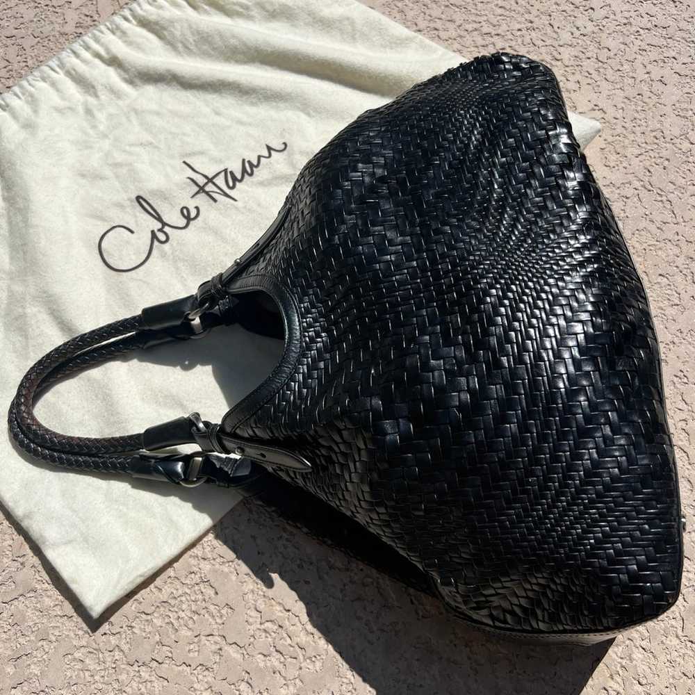 Cole Haan Genevieve Leather Woven Bag Y2K - image 8