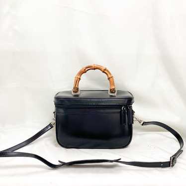 Old Gucci Bamboo 2way Vanity Shoulder Bag Black