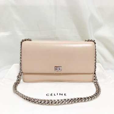 Rare Celine Chain Mini Shoulder Bag Leather Pink … - image 1