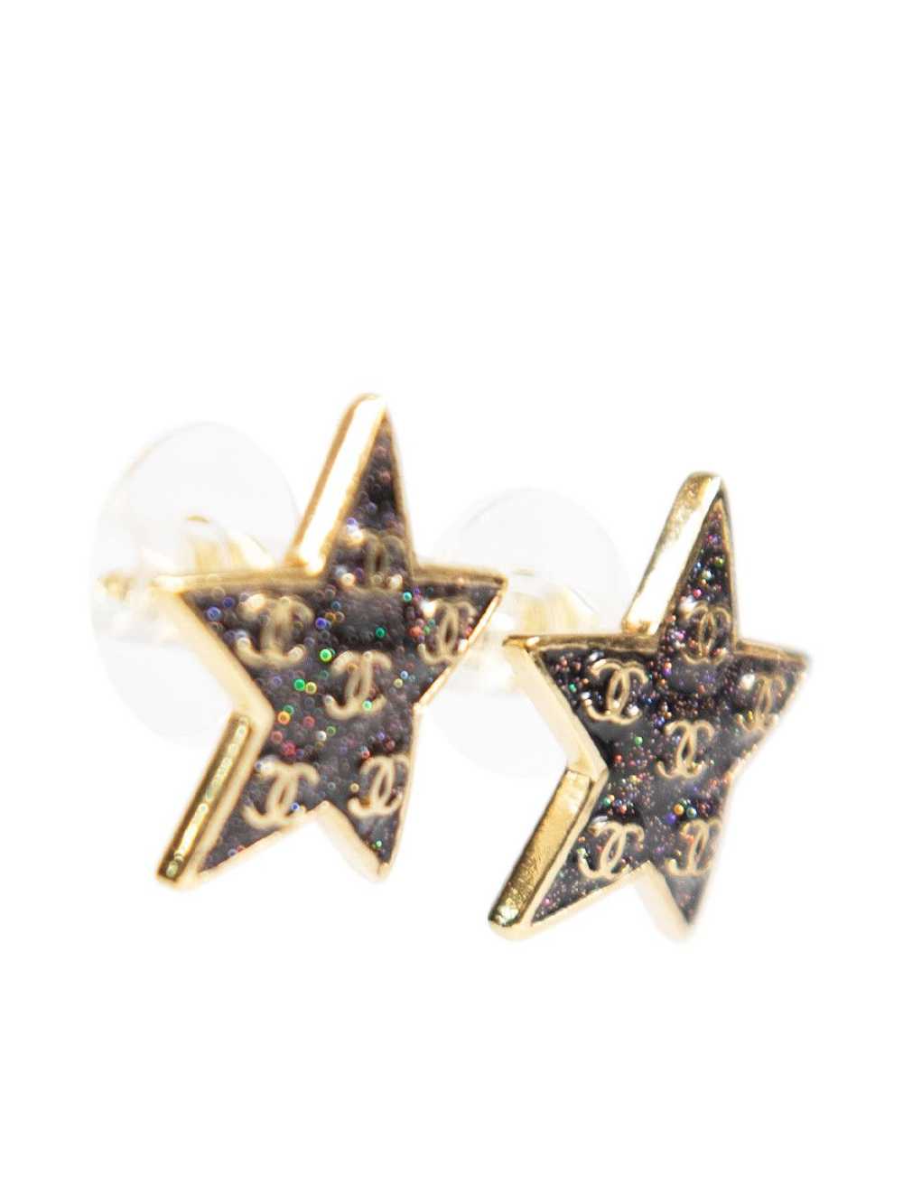 Chanel Glitter CC Logo Star Earrings - image 2