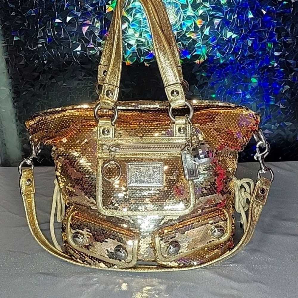 Coach RARE Y2k Vintage XL Gold Sequin 'Spotlight'… - image 1