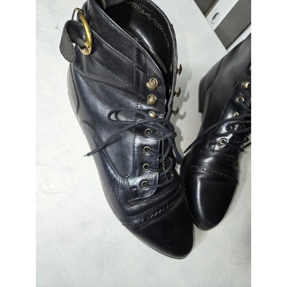 Vintage 90s Black Leather Pointed Toe Witchy Grun… - image 2