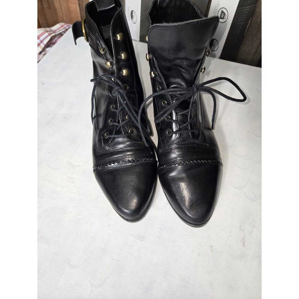 Vintage 90s Black Leather Pointed Toe Witchy Grun… - image 4