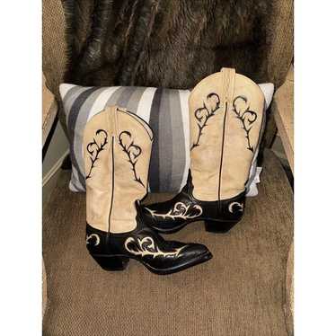 Tony Lama Vintage Kids/Ladies  Cowboy Boots Black… - image 1