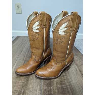 Vintage Acme Brown Leather Cowboy Boots Women's 6… - image 1