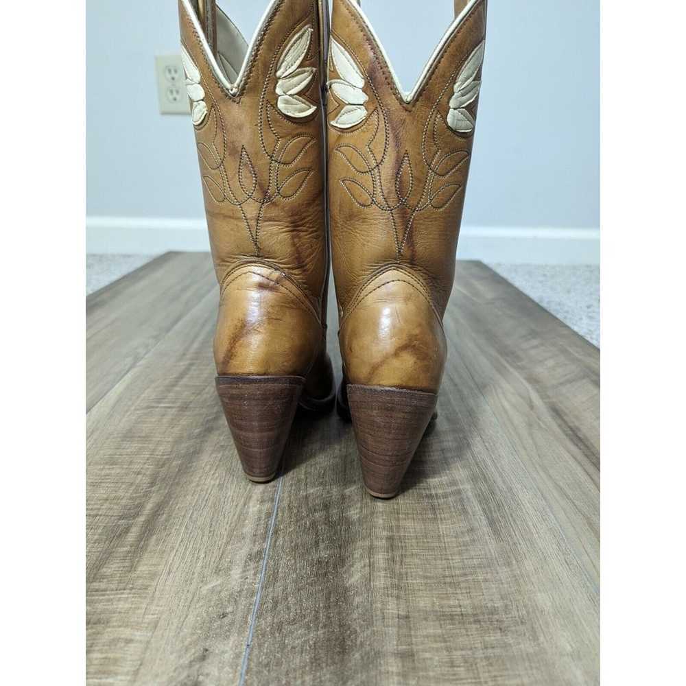 Vintage Acme Brown Leather Cowboy Boots Women's 6… - image 3