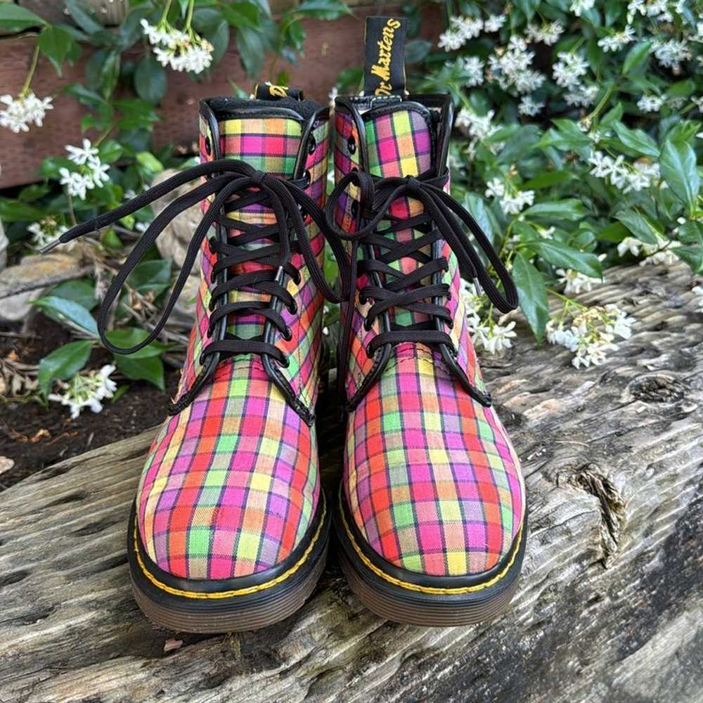 Vtg Dr. Martens 1460 Checkered Fabric Boots Engla… - image 2