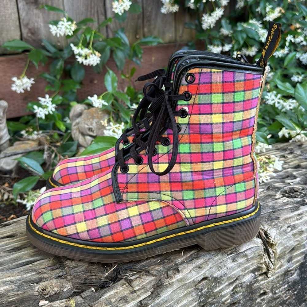 Vtg Dr. Martens 1460 Checkered Fabric Boots Engla… - image 3