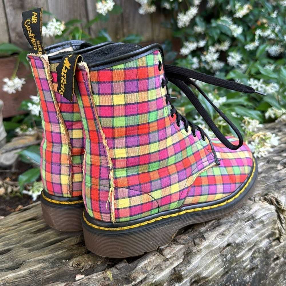 Vtg Dr. Martens 1460 Checkered Fabric Boots Engla… - image 5