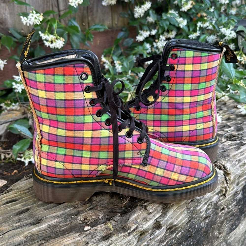 Vtg Dr. Martens 1460 Checkered Fabric Boots Engla… - image 6